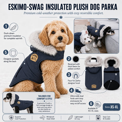Touchdog 'Eskimo-Swag' Duck-Down Insulated Winter Dog Coat Parka