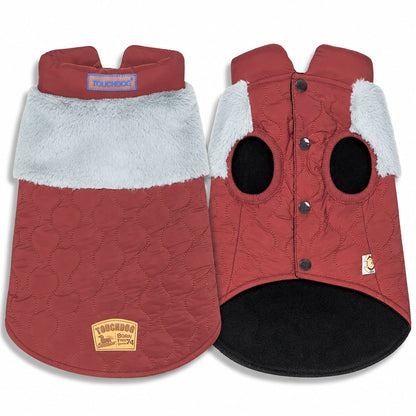 Touchdog 'Furrost-Bite' Fur and Fleece Designer Fashion Dog Jacket