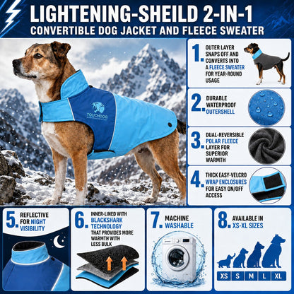 Touchdog ® Lightening-Shield 2-in-1 Dual-Removable-Layered Waterproof Dog Jacket