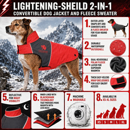 Touchdog ® Lightening-Shield 2-in-1 Dual-Removable-Layered Waterproof Dog Jacket