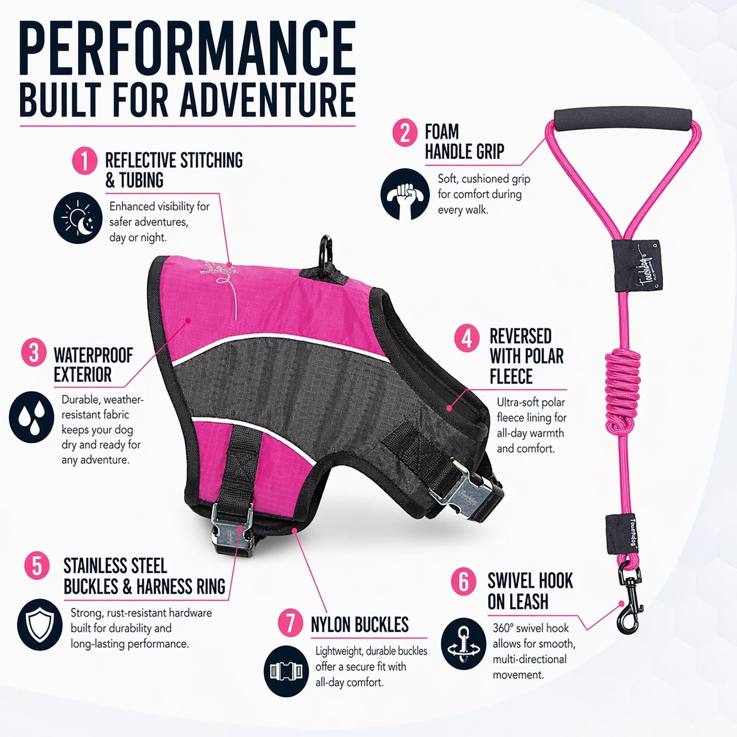 Touchdog ® 'Reflective-Max' 2-in-1 Performance Dog Harness and Leash