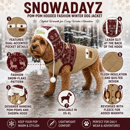 Touchdog ® 'Snowadayz' Pom Pom Hooded Fashion Dog Jacket