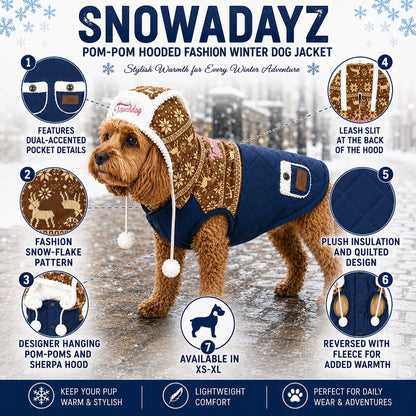 Touchdog ® 'Snowadayz' Pom Pom Hooded Fashion Dog Jacket
