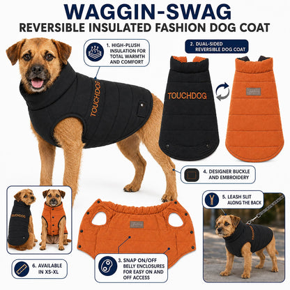 Touchdog ® Waggin Swag Ultra-Plush Insulated and Reversible Dog Coat