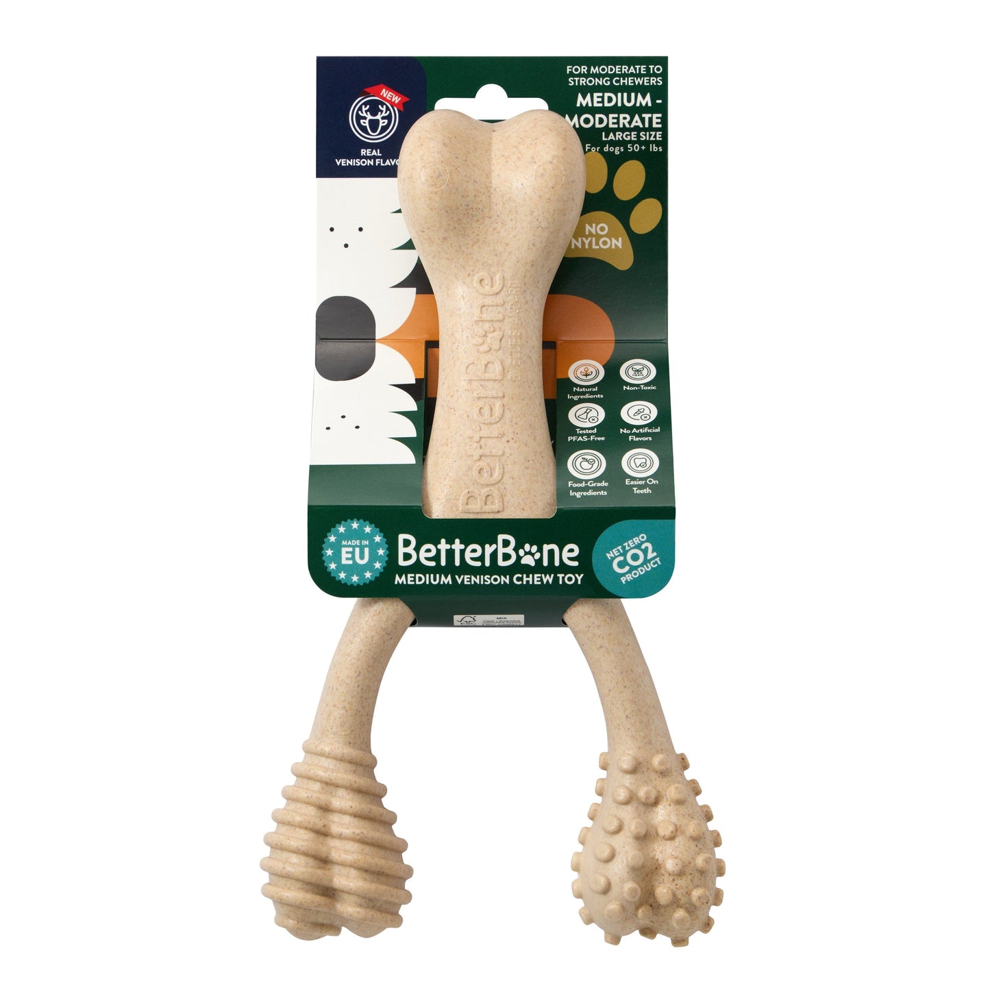 BetterBone Moderate dog chew toy made from natural eco-friendly materials, ideal for durable dog play and chewing.