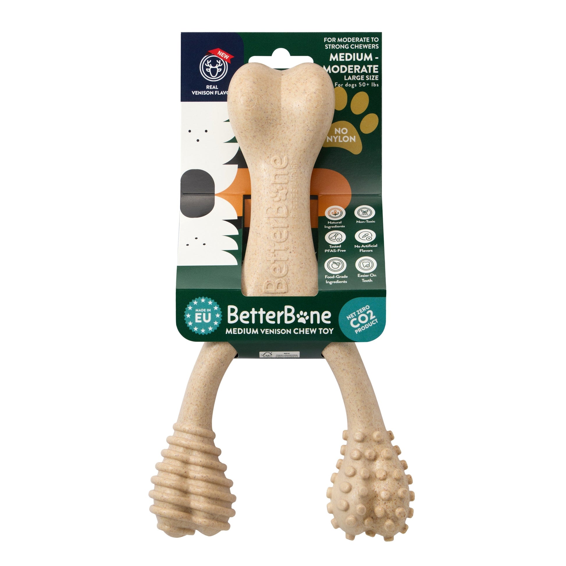 BetterBone Moderate dog chew toy made from natural eco-friendly materials, ideal for durable dog play and chewing.