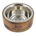 Tall Tails Dog Stainless Steel Bowl Wood 3 Cup
