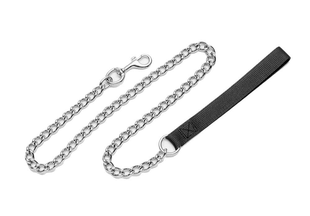 Titan Chain Dog Leash with Nylon Handle Black 3 mm x 4 ft
