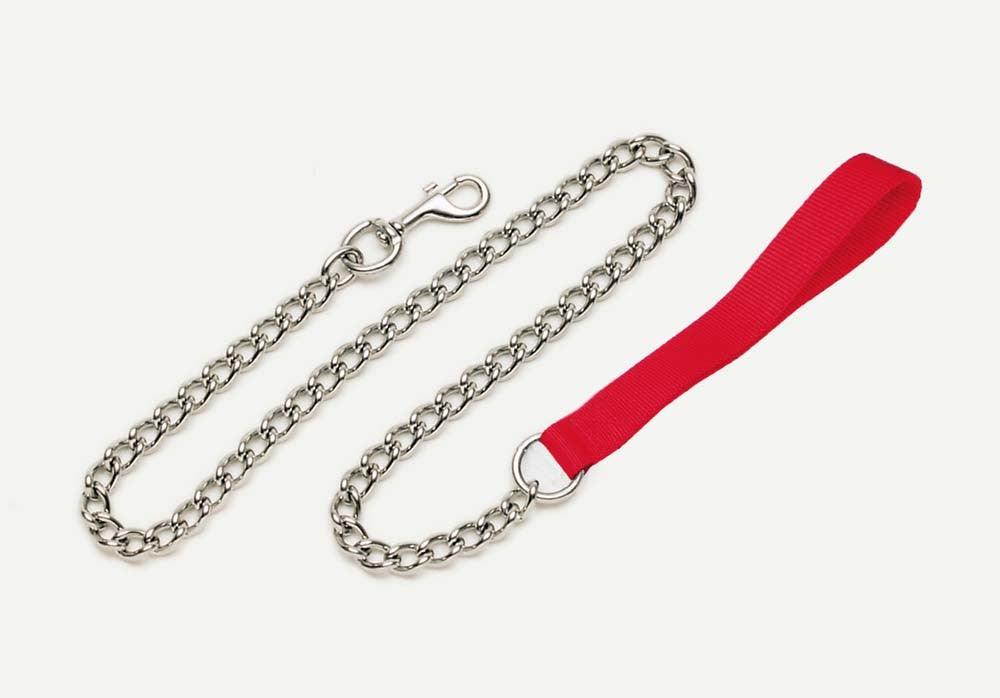 Titan Chain Dog Leash with Nylon Handle Red 3 mm x 4 ft