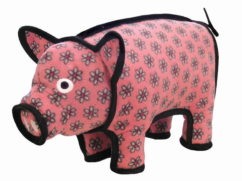 Tuffy Barn Yard Series Dog Toy Pig Pink Floral
