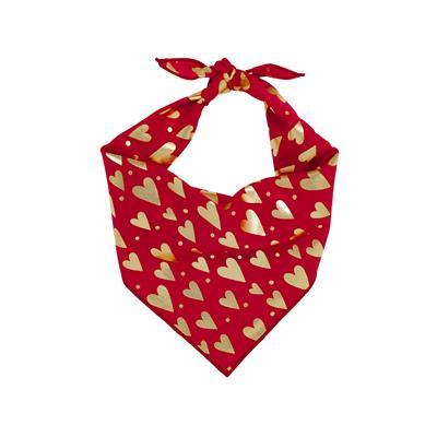 Red with Gold Hearts Dog Bandana.
