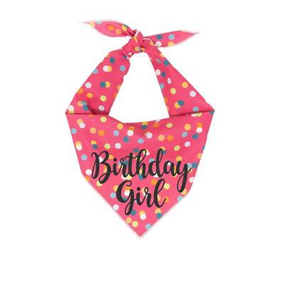 Birthday Girl Polka Dot Pink Dog Bandana.