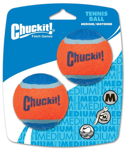Chuckit! Tennis Ball Dog Toy Shrink Sleeve Blue; Orange Medium 2 Pack