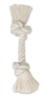 Mammoth Pet Products 100% Cotton Rope Bone 2 Knots Rope Bone White 6 in Mini