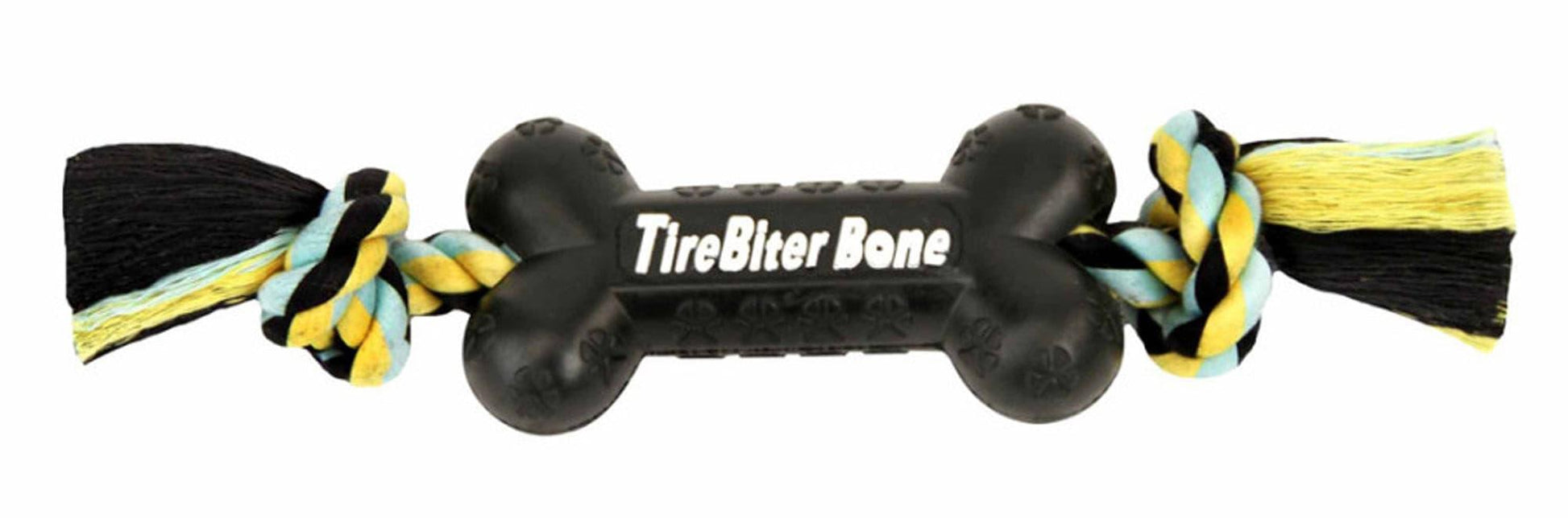 Mammoth Pet Products TireBiter Bone w-Rope Dog Toy Rope with Bone Multi-Color 16 in Large