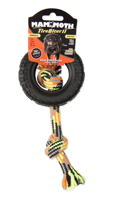 Mammoth Pet Products TireBiter II with Rope Dog Toy Rope with Tire Multi-Color 3.75 in Small