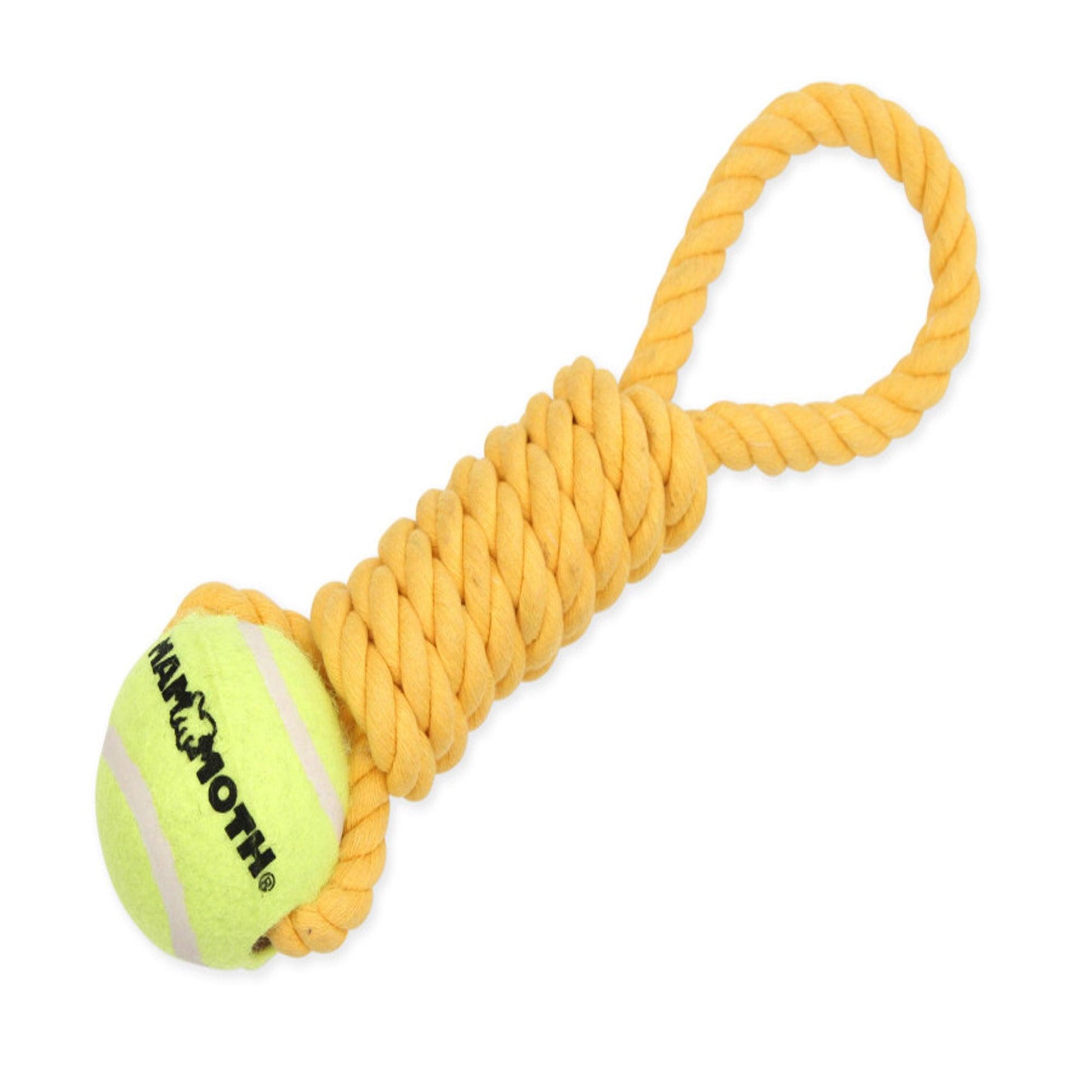 Mammoth Pet Products Twister Pull Tug w-Ball Dog Toy Yellow; 1ea-MD; 12 in