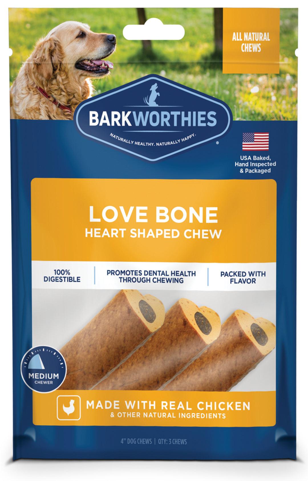 Barkworthies Dog Love Bone 4In 3Pk