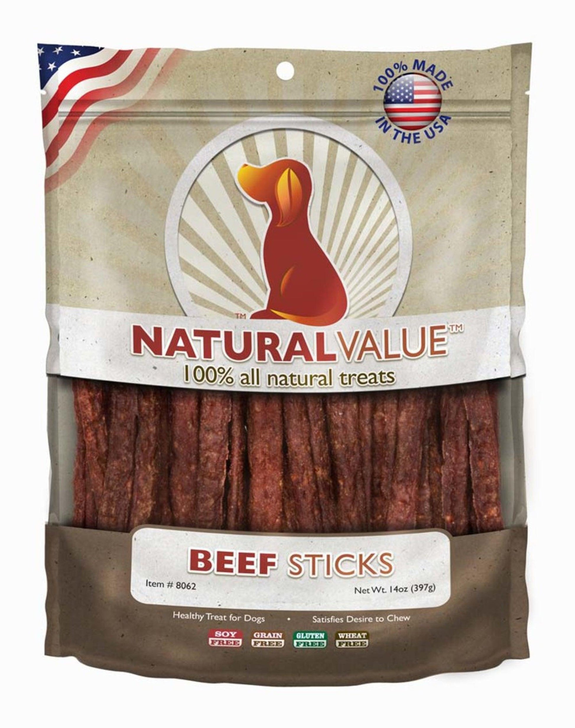 Loving Pets Natural Value Beef Stick Recipe Dog Treat 14 oz
