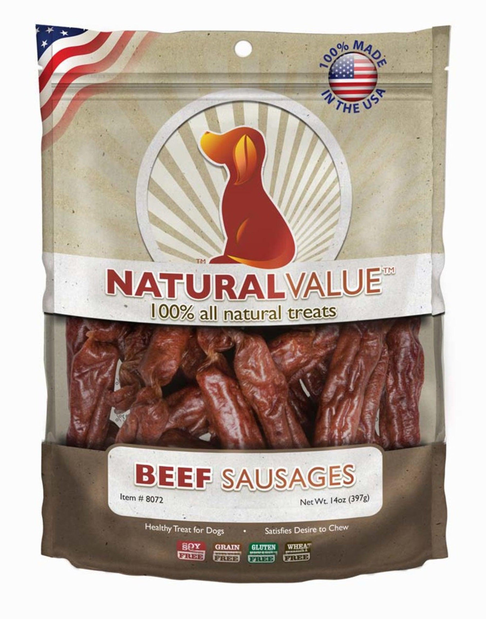 Loving Pets Natural Value Beef Sausage Recipe Dog Treat 13 oz